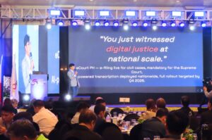 Joseph Era SAGESOFT Service Delivery Head presenting eCourt PH at the National ICT Summit 2026 Caption: Mr. Joseph Era, Service Delivery Head of SAGESOFT, presents eCourt PH — digital justice at national scale — at the National ICT Summit 2026.